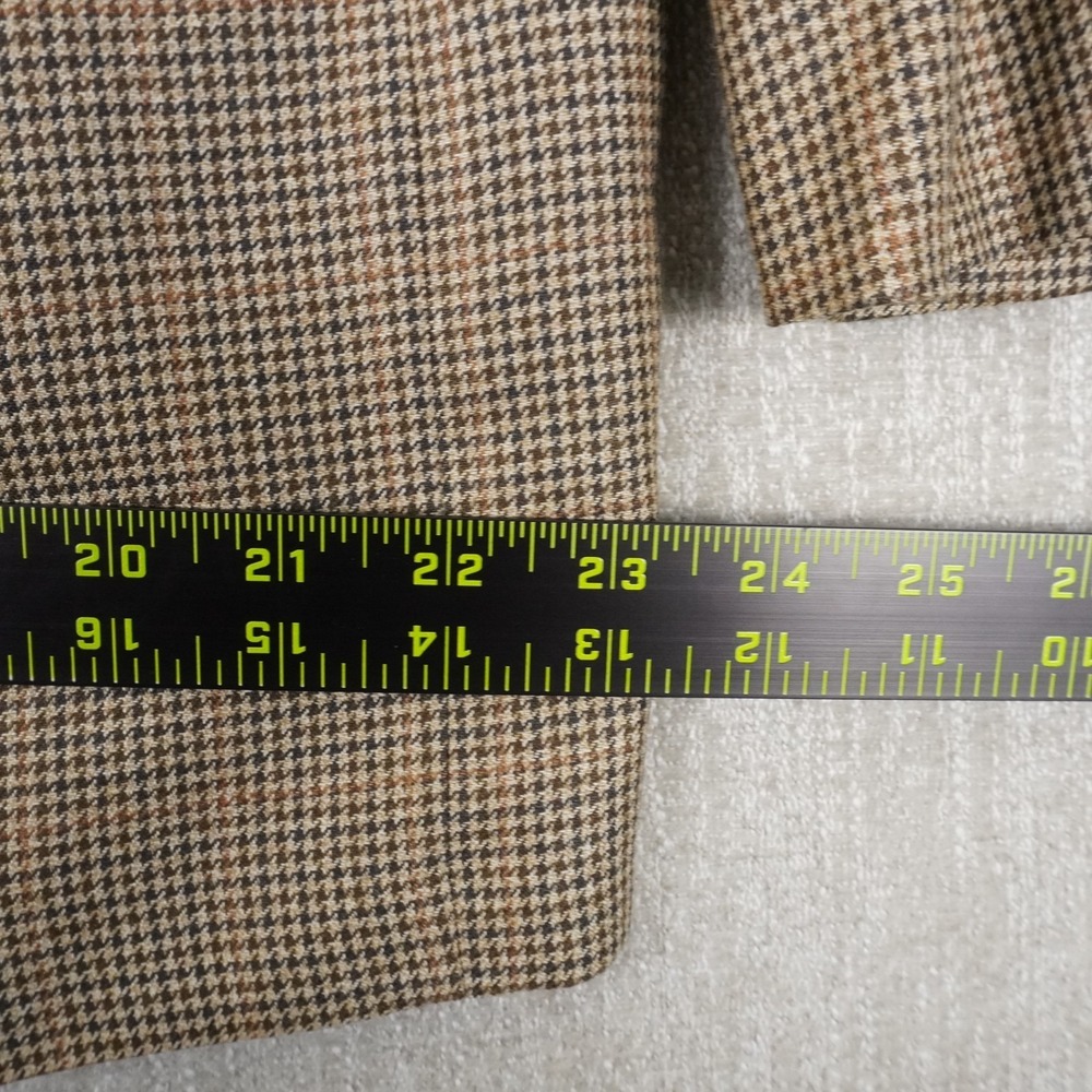 Ralph Lauren Beige Plaid Houndstooth Two Button Blazer Sport Coat 46R Silk Wool - Picture 6 of 10
